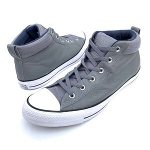 CONVERSE CHUCK TAYLOR All Star Leather Mid Gray Mens 10.5 Cushioned Rare